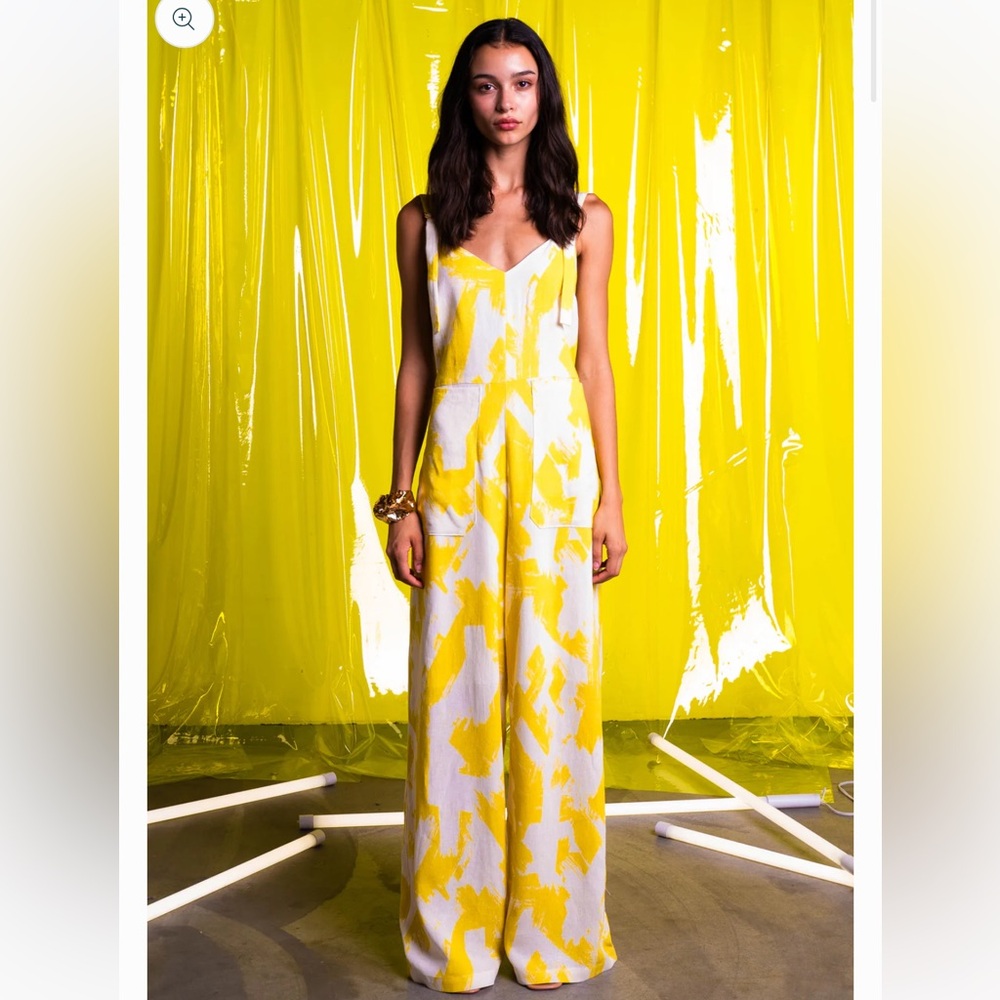 NWT - Du Paradis Lemon Linen Jumpsuit - XS